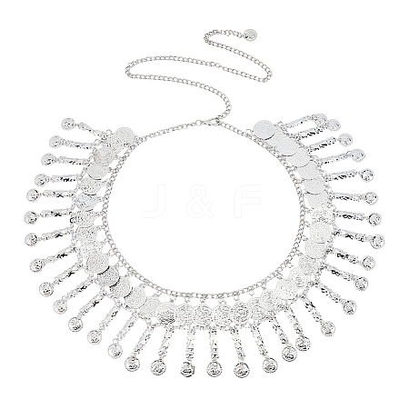 Bohemian Alloy Coin Tassel Waist Chains AJEW-WH0596-933P-1