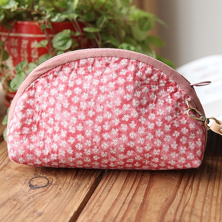 DIY Flower Pattern Moon-shaped Cosmetic Bag Embroidery Kit PW23021095004-1