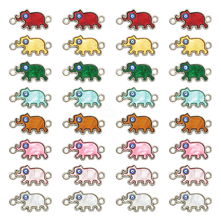 48Pcs 8 Colors Alloy Enamel Elephant Connector Charms ENAM-TA0001-80P-1