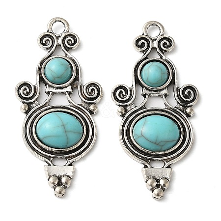 Tibetan Style Alloy Pave Imitation Turquoise Pendants FIND-NH0001-06AS-1