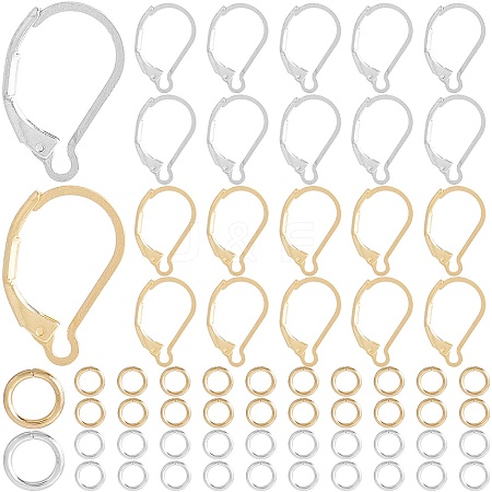 SOFPLATE 80Pcs 2 Color 304 Stainless Steel Leverback Earring Findings STAS-SP0001-19-1