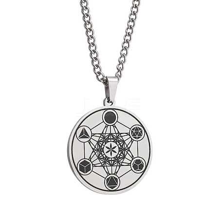 Non-Tarnish Stainless Steel Flower of Life Metatron Angel Solomon Pendant Necklaces BU8279-2-1