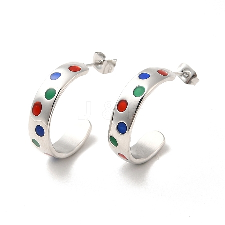 Colorful Enamel Polka Dot Pattern Stud Earrings STAS-H175-19P-1