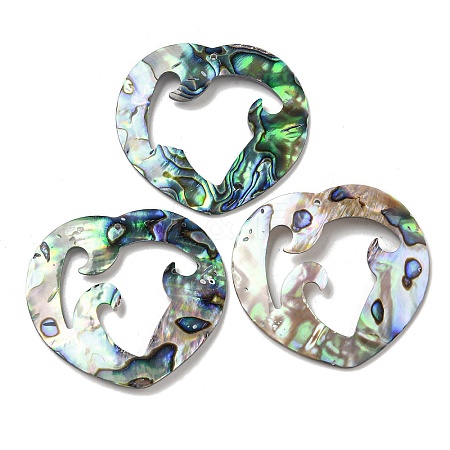 Natural Paua Shell Pendants Geometric Charms SSHEL-N038-01B-1