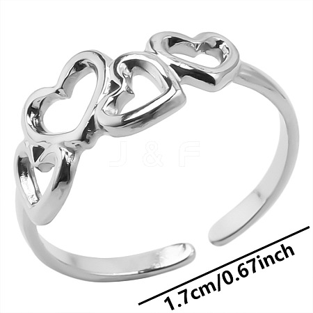 Stainless Steel Heart Cuff Ring for Unisex TN4349-1-1