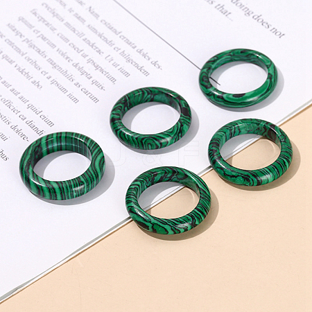 Synthetic Malachite Plain Band Finger Rings RJEW-H230-13D-04-1
