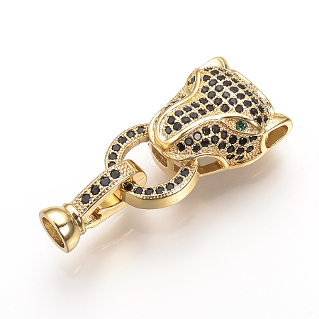 Brass Micro Pave Cubic Zirconia Fold Over Clasps ZIRC-S058-03G-1