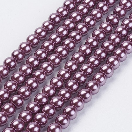 Eco-Friendly Dyed Glass Pearl Beads Strands HY-A008-6mm-RB062-1