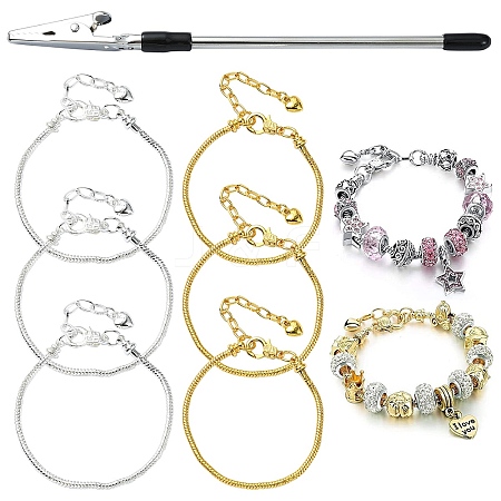 6Pcs 2 Colors Brass European Style Bracelet Making MAK-YW0001-16-1