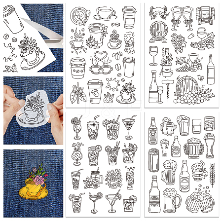 4 Sheets 11.6x8.2 Inch Stick and Stitch Embroidery Patterns DIY-WH0455-066-1