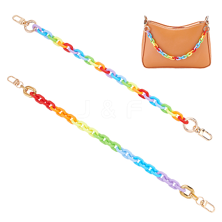 WADORN 4Pcs 2 Style Rainbow Color Acrylic & CCB Plastic Chain Purse Bag Handle AJEW-WR0001-69-1