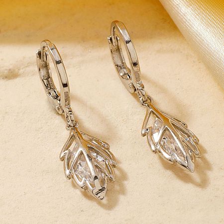 Chic Mini Leaf Brass Hoop Earrings KE0855-1-1