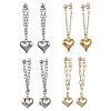 Heart with Chain Charm Brass Earrings EJEW-JE06115-1