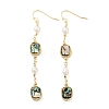 Oval Brass Imitation Pearl Dangle Earrings KK-D301-03G-2