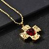 Cross with Heart 304 Stainless Steel Cubic Zirconia Pendant Necklaces NJEW-H070-01G-01-2