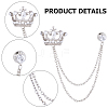 Gorgecraft 2Pcs 2 Colors Crystal Rhinestone Crown Hanging Chain Brooches JEWB-GF0001-35-6