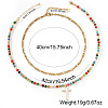 Stainless Steel Religion Cross Pendant Colorful Natural Mixed Gemstone Heishi Beaded Double Layer Necklaces for Women OM0198-1-4