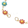 Brass Enamel Daisy Flower Link Chain Bracelet Making AJEW-JB01438-02-3