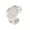 Hollow Star 304 Stainless Steel Open Cuff Ring Components STAS-F366-07C-P-1