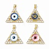 Rack Plating Brass Micro Pave Clear Cubic Zirconia Pendants ZIRC-C041-35G-1