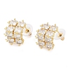 Brass Pave Clear Cubic Zirconia Stud Earrings for Women EJEW-S225-08G-01-1