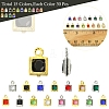 30Pcs 15 Colors Square Rack Plating Brass Glass Charms KK-FS0001-40-5