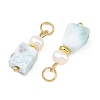 Natural Larimar and Pearl Beaded Pendants PALLOY-JF06040-2