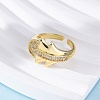 Brass Micro Pave Clear Cubic Zirconia Cuff Rings for Women RJEW-U043-09G-3