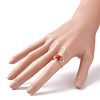 Round Natural Gemstone Braided Finger Ring RJEW-JR00502-3
