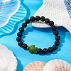 Natural Lava Rock Stretch Bracelets BJEW-JB11095-03-2