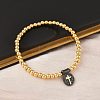 Brass Oval Charms Bracelets BJEW-B148-03B-04-3