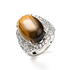 Natural Tiger Eye Adjustable Rings RJEW-P043-04P-26-4