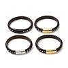 Leather & 304 Stainless Steel Rope Braided Cord Bracelet with Magnetic Clasp for Men Women BJEW-C021-14-1