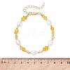 Natural Amber & Cultured Freshwater Pearl Beaded Bracelets for Women BJEW-JB13645-2
