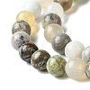 Natural Bamboo Leaf Agate Round Bead Strands G-M248-6mm-04-3
