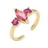 Brass Micro Pave Cubic Zirconia Cuff Open Rings for Women RJEW-L343-14G-6