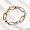 304 Stainless Steel Oval Link Chain Bracelets for Women BJEW-D377-01D-3