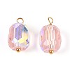 Electroplate Glass Barrel Charms STAS-N110-14G-1
