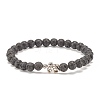 Natural Lava Rock Stretch Bracelet with Alloy Turtle Beaded BJEW-JB08309-02-1