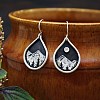 Teardrop with Mountain Pattern Alloy Dangle Earrings FS-WG9A937-01-3