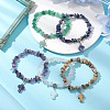 Natural Gemstone Chip & Cross Stretch Bracelets for Women Men BJEW-JB11385-1