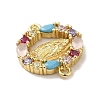 Brass Pave Colorful Cubic Zirconia Connector Charms X-KK-M278-02B-G-2