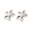 Rack Plating Flower Brass & ABS Imitation Pearl Stud Earrings EJEW-I310-21P-2