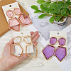 FIBLOOM 3 Pairs 3 Colors Rhinestone Polygon Dangle Stud Earrings EJEW-FI0002-81-3