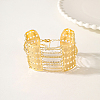 Hollow Brass Rhombus Wide Link Bracelets for Women GM9840-5