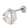 Brass Micro Pave Clear Cubic Zirconia Stud Earrings EJEW-L265-10P-1