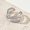Brass Micro Pave Cubic Zirconia Cuff Open Rings RJEW-C163-15P-3