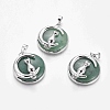 Natural Green Aventurine Kitten Pendants G-J386-B01-1