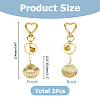 2Pcs Brass Shell Shape Pendant Keychains HJEW-HS00090-2