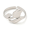 Non-Tarnish Tulip 304 Stainless Steel Open Cuff Finger Rings for Women RJEW-P114-05P-2